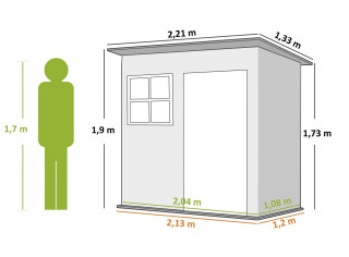 Kůlna na nářadí 221 x 133 x 190/173 cm | tmavě šedá č.2