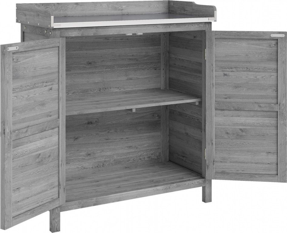 Zahradní skříňka se stolem na sázení 83 x 40 x 92 cm | šedá