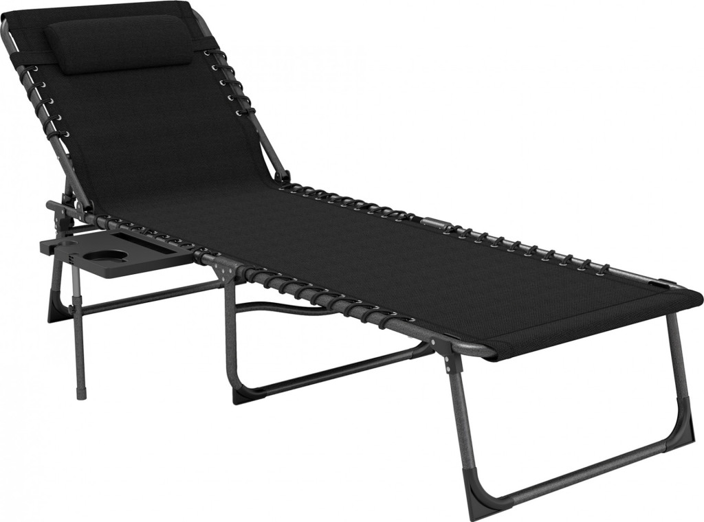 Zahradní lehátko nastavitelné do 5 poloh 60 x 190 x 31 cm | černé
