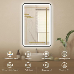 Koupelnové zrcadlo s osvětlením 90 x 60 cm | černé č.3