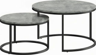 2 kulaté konferenční stolky s kovovým rámem | šedé + černé č.1
