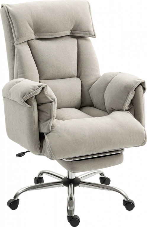 Kancelářská židle s podnožkou a vysokým opěradlem | světle šedá