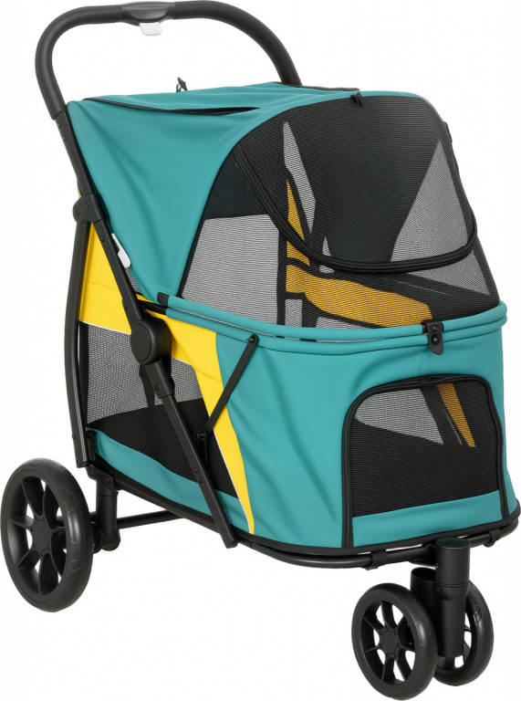 Skládací kočárek pro psy a kočky do 20 kg | tmavě zelený