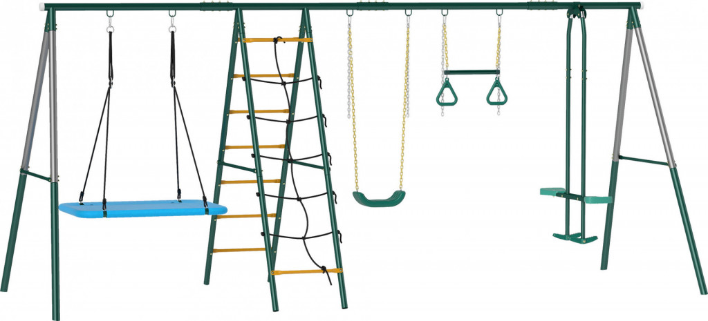 Dětská houpačka 5 v 1 s kovovým rámem | vícebarevná