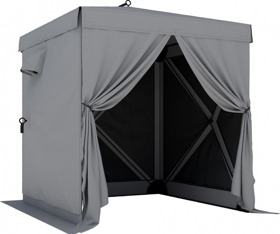 Voděodolný stabilní altán se 4 síťovanými bočními panely | tmavě šedý