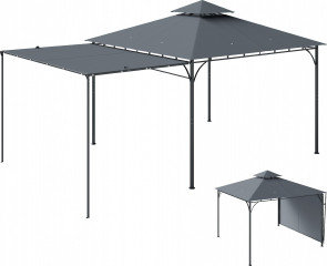 Stabilní zimní zahradní altán s výsuvnou střechou | tmavě šedý č.1