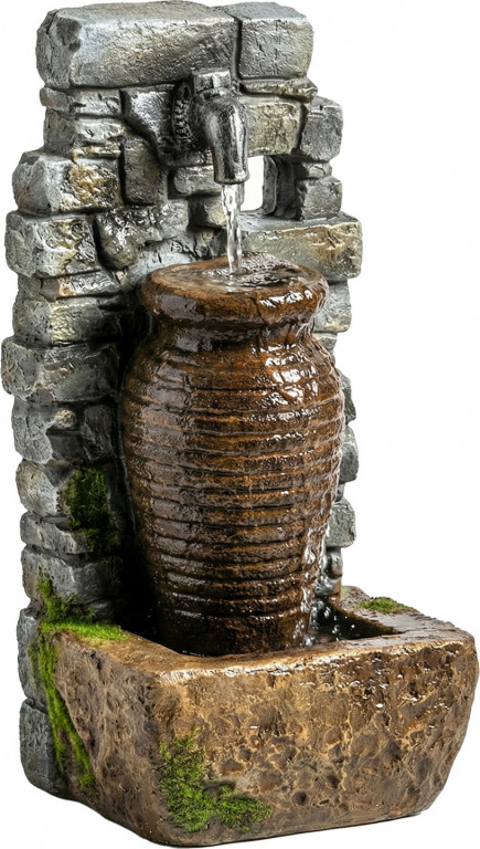 3-stupňová zahradní fontána s LED osvětlením 26 x 20,5 x 57 cm | pestrobarevná