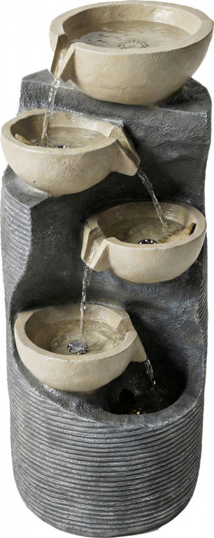 5stupňová zahradní fontána s LED osvětlením | pestrobarevná