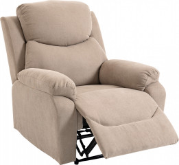 Polohovací TV křeslo ve vzhledu lnu s podnožkou | béžové č.1
