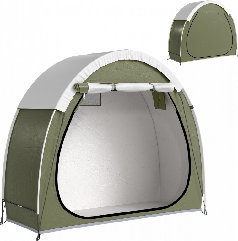 Garážový stan pro 2 kola 200 x 80 x 170 cm | zelený + tmavě šedý