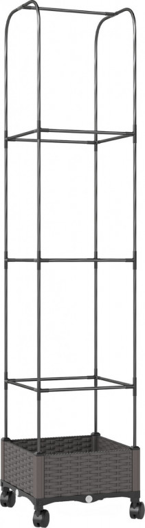 Vyvýšený záhon s odtokovým otvorem a mříží na popínavé rostliny | černý