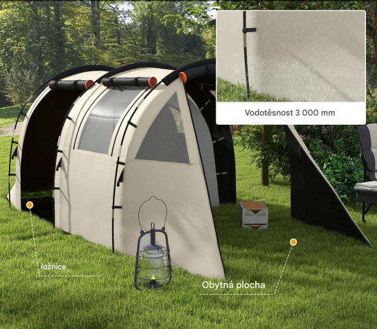 Kempinkový stan pro 5 osob | khaki č.5