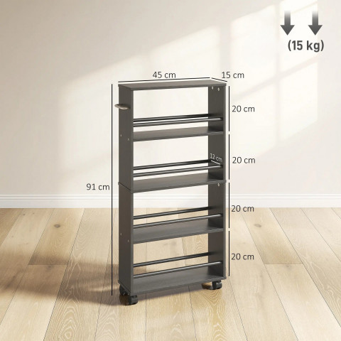 Servírovací vozík se 4 policemi | černý č.3