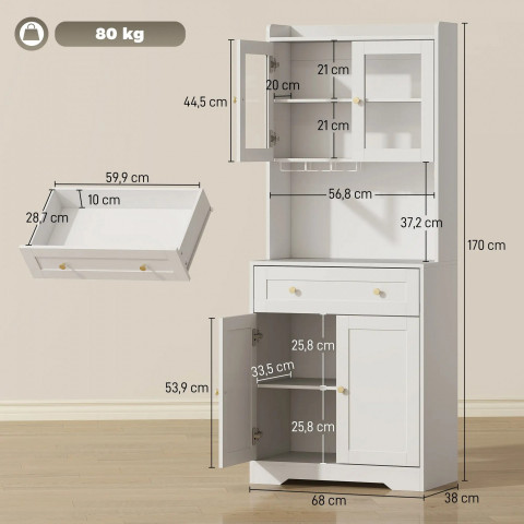 Kuchyňská skříňka s pracovní deskou 68 x 38 x 170 cm | bílá č.2