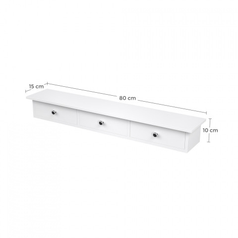 Plovoucí nástěnná police se 3 zásuvkami | bílá č.3