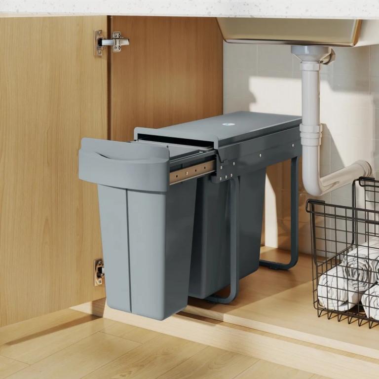 Výsuvný vestavný odpadkový koš | šedý