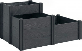 Vyvýšený třípatrový záhon 120 x 80 x 64 cm | šedý č.1