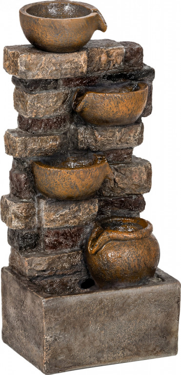 Zahradní fontána s LED osvětlením 31 x 25,5 x 72 cm | rustikálně hnědá