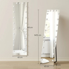Stojací celoplošné zrcadlo s 21 LED žárovkami | transparentní č.3