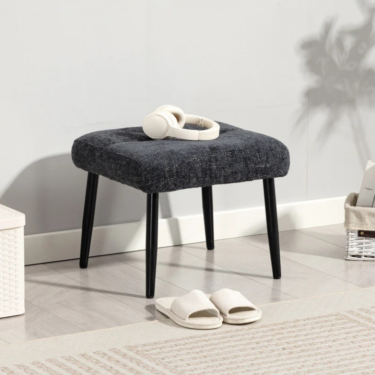 Čalouněný taburet s ocelovými nohami | tmavě šedý