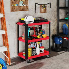 Dílenský vozík se 3 policemi 70,5 x 35 x 82,5 cm | červený č.1