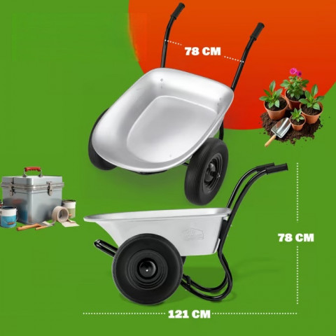 Trakař 150 kg pozinkovaná ocel | Černá / Stříbrná č.3