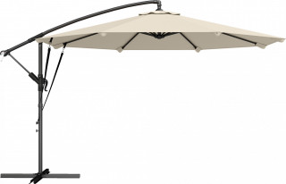 Výklopný slunečník s křížovým podstavcem, průměr 300 cm | krémově bílý