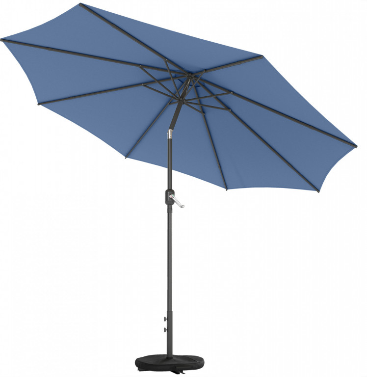 Sklápěcí balkonový slunečník s kličkou, průměr 300 cm | modrý