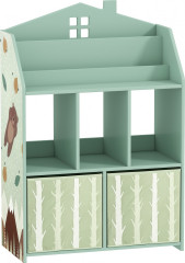Dětský regál dětský s 2 látkovými zásuvkami 62,5 x 30 x 91,5 cm | zelený č.1