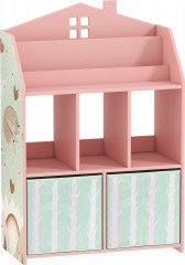 Dětský regál dětský s 2 látkovými zásuvkami 62,5 x 30 x 91,5 cm | růžový