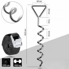 8 dílná sada spirálových zemních kotev 42,5x8,5cm č.3