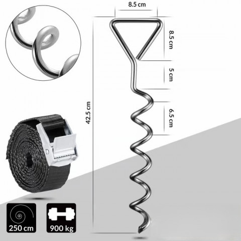 8 dílná sada spirálových zemních kotev 42,5x8,5cm č.3