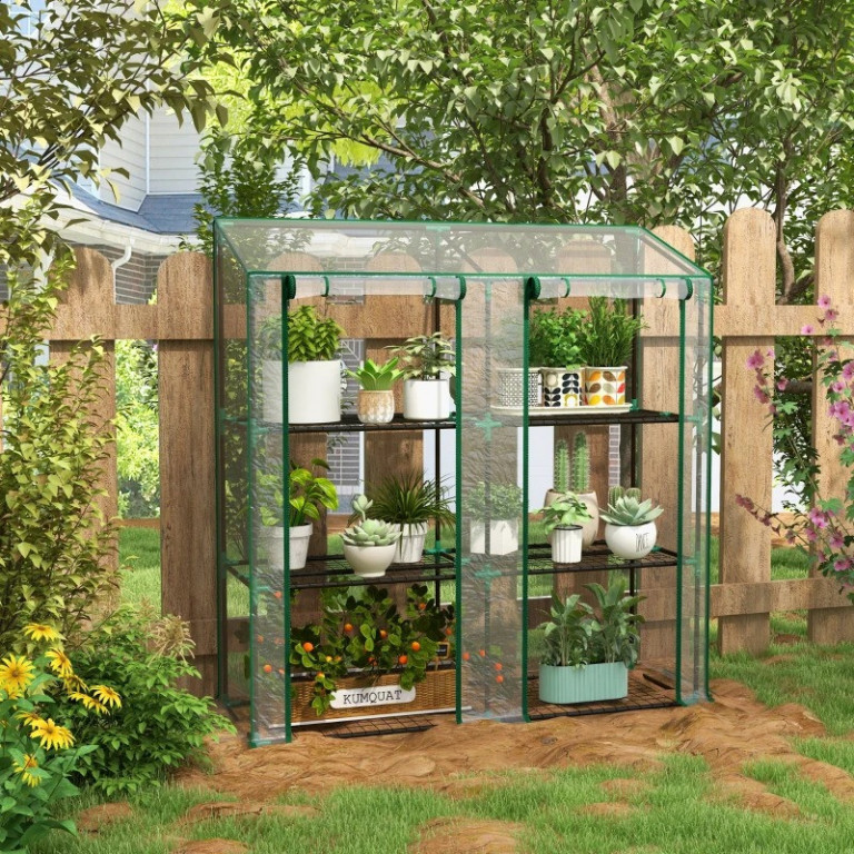 Mini fóliovník s vyztuženou plachtou 143 x 46 x 141/151 cm | průhledný