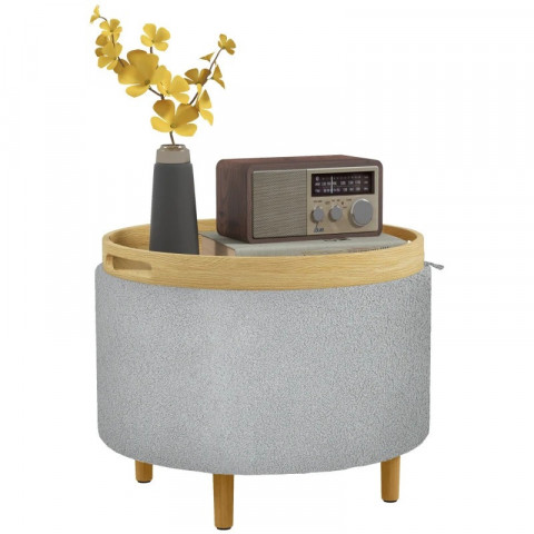 Kulatý taburet s úložným prostorem | šedý č.5