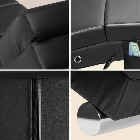 Čalouněné relaxační lehátko s masážní a vyhřívací funkcí London | Černá umělá kůže č.4