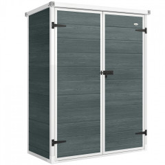 Kůlna na nářadí se skládacími policemi 134 x 68,5 x 170 cm | bílá + šedá č.1