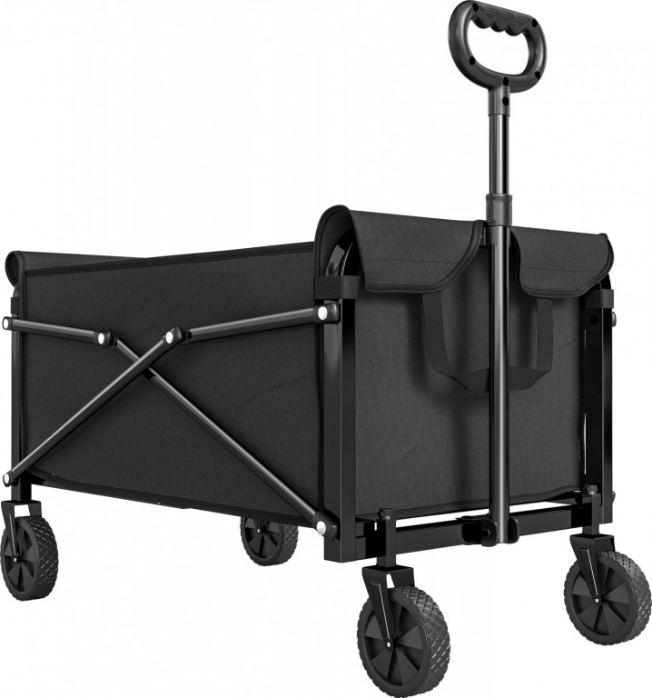 Skládací ruční vozík s nastavitelnou rukojetí | černý
