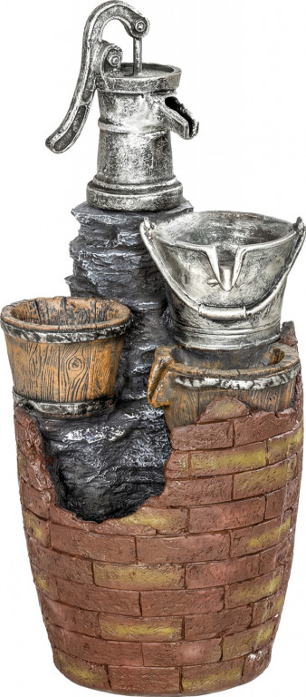 4-stupňová rustikální zahradní fontána s LED osvětlením | hnědá + šedá