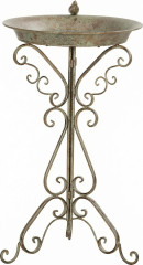 Kovová volně stojící ptačí vanička 48 x 42 x 75 cm | popelavě zelená