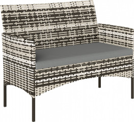 Zahradní pohovka 2místná ratanová | světle šedá