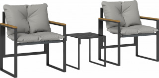 3dílný zahradní bistro set s kovovým rámem | šedý č.1