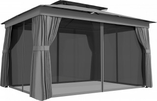 Zimní zahradní altán s dvojitou střechou 3,8 x 3 m | tmavě šedý č.1