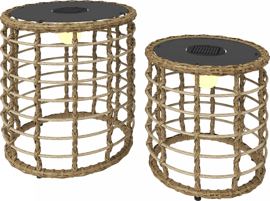 2 solární ratanové lampy | přírodní