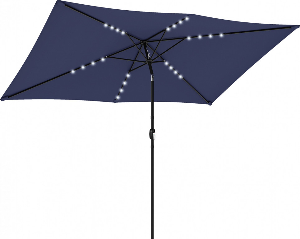 LED solární slunečník 300 x 200 cm | tmavě modrý