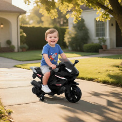 Dětská elektrická motorka s tréninkovými koly | černá č.1