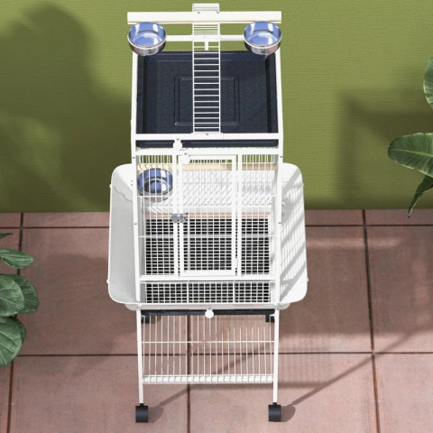 Klec pro papoušky se 3 dvířky 62,5 x 62,5 x 156 cm | bílá č.4