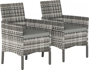 2 zahradní polyratanové židle s ocelovým rámem | šedé č.1