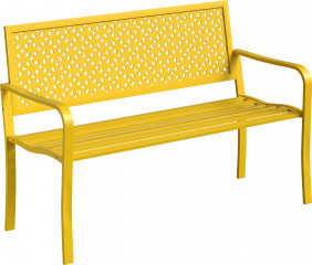Kovová zahradní lavice 127 x 61 x 85 cm | žlutá č.1