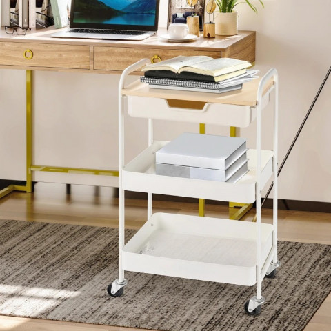 Servírovací vozík s rukojetí | bílý č.3