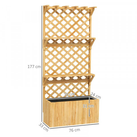 Vyvýšený záhon s mříží 76 x 33 x 177 cm | přírodní č.4